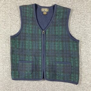 Vintage‎ Requirements 100% Wool Plaid Vest Womens Large L Blue Green